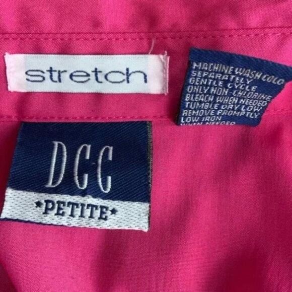 DCC Petite Womens 3/4 Sleeves Button Front Top Pink Blouse Petite Medium - Picture 3 of 4